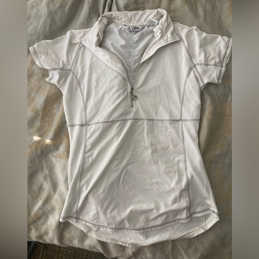 White Athletic Quarter Zip Shirt